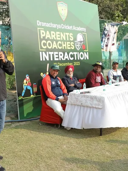 We foster a collaborative environment between parents, coaches, and experts. Here, our management addresses parents during an interaction session, emphasizing our shared commitment to the players' overall well-being and success.