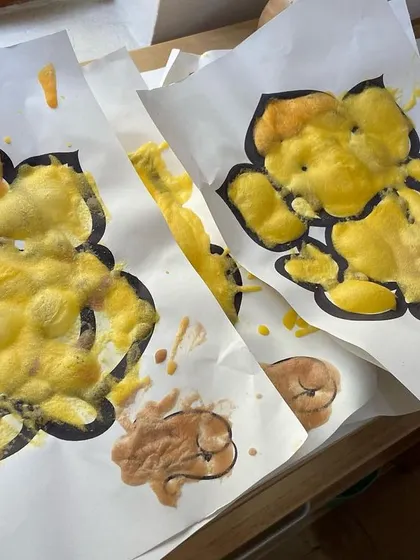 Look at these wonderful Ganesha paintings made with puffy paint. This textured art activity was part of our Ganesha Chaturthi celebrations, allowing kids to create festive art.