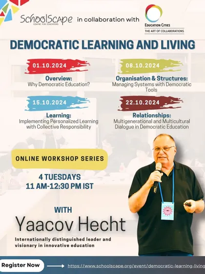 A poster announcing our upcoming courses, including the Montessori Elementary Course, the Democratic Learning workshop series, and the Montessori Sports Fundamentals Course.
