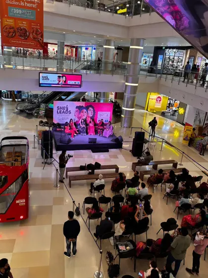 A wide shot of the She Leads event at The Galleria Mall. Being part of such an inspiring gathering of women leaders was a true privilege.