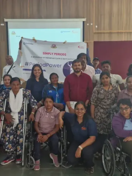 A group photo from our first Simply Periods workshop for female para-athletes. By collaborating with organizations like Parishrama Divyang Sports Academy, we are building a more inclusive and supportive sports ecosystem.