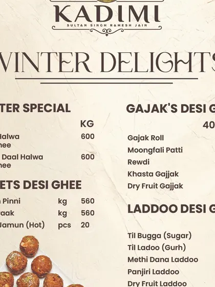 A detailed look at our winter delights menu. From Gajar and Moong Daal Halwa to different kinds of Gajak and Laddoos, we have all the traditional winter sweets.