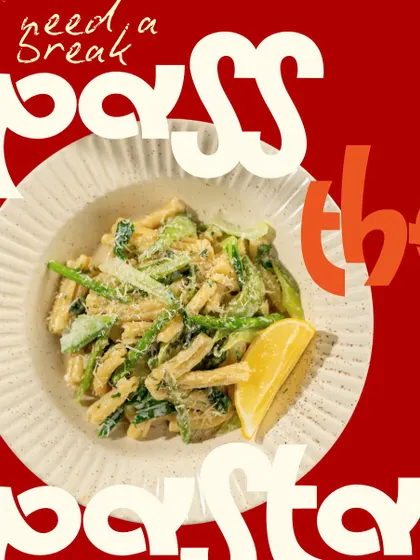 When you need a break, just pass the pasta. This creamy green pasta with a slice of lemon is the ultimate comfort food.