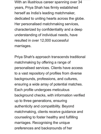 The Times of India, Etimes, and Times Ascent have chronicled my journey extensively, from receiving the Inspiring Entrepreneur Award to being ranked among the world's top 3 elite matchmakers. These articles detail my philosophy of creating 'organic connections' and building a heritage institution for arranged love marriages.