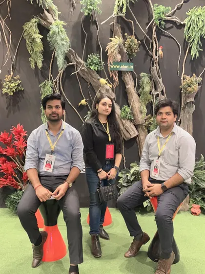 My team and I at the Acetech exhibition. We make it a point to attend these events to learn about new materials and design trends.