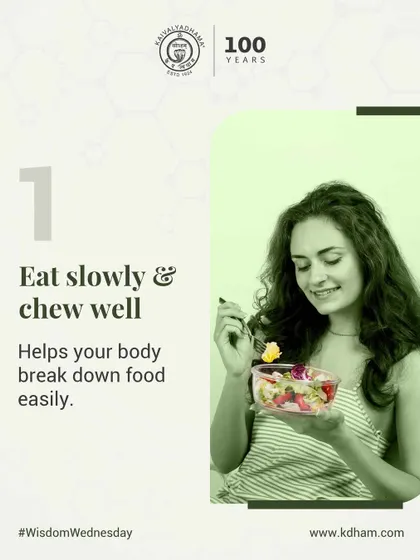Digestion begins in the mouth. Eating slowly and chewing thoroughly helps your body break down food more easily, improving nutrient absorption and reducing strain on your digestive system.
