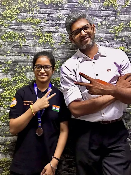 Celebrating a back-to-back win with one of our talented young shooters. Success is a habit we cultivate at the academy.