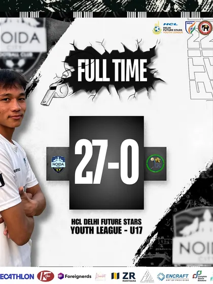 An incredible 27-0 victory for our U17 team in the Delhi Youth League. This result showcases the sheer dominance and attacking firepower of our squad.