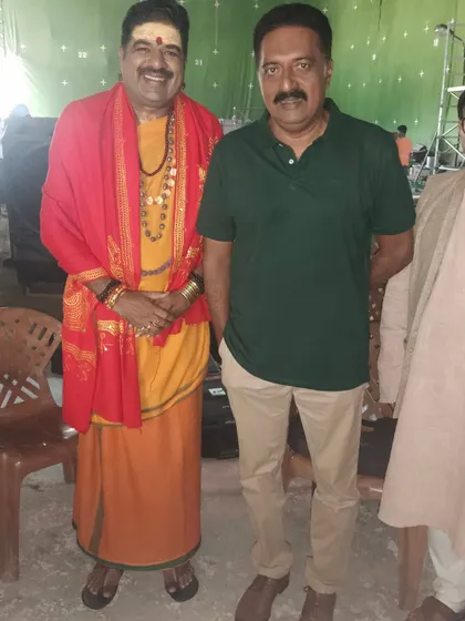 A photo with the versatile actor Prakash Raj sir during the 'Bhageera' movie shoot.