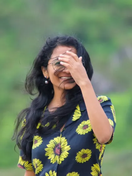 A candid, laughing portrait from my time in Kerala. This shot captures an authentic moment of happiness and is great for relatable lifestyle content.