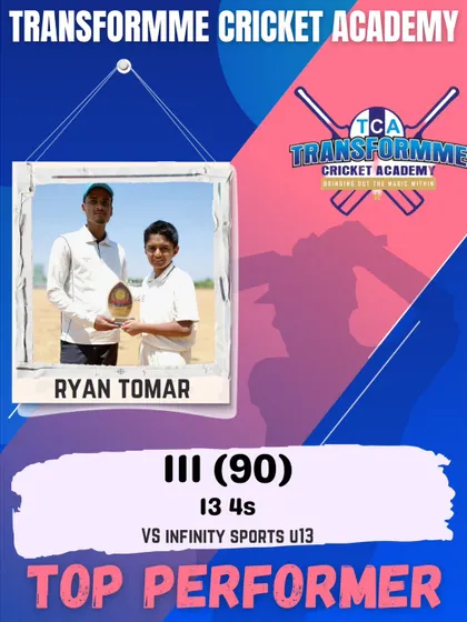 A century from Ryan Tomar, scoring 111 runs in the U-13 Eventistic Ventures Summer Cup.