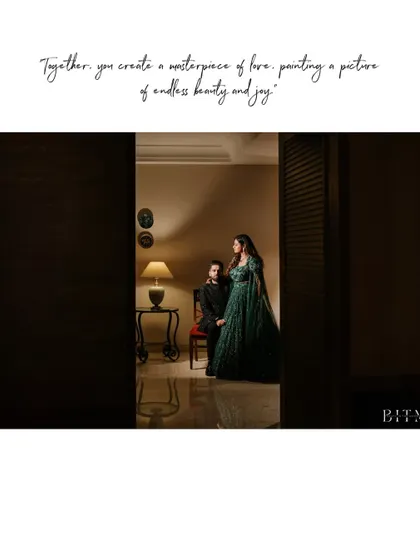 A beautifully framed shot of the couple during their reception, seen through a doorway. This composition creates a sense of intimacy and paints a picture of endless beauty and joy.