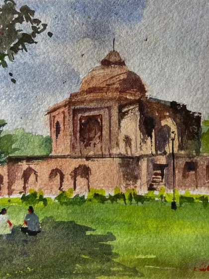 A quick watercolor sketch of the Quli Khan tomb in a new sketchbook. I missed the group sketching event, but a friend shared a photo, and I couldn't resist trying it out.