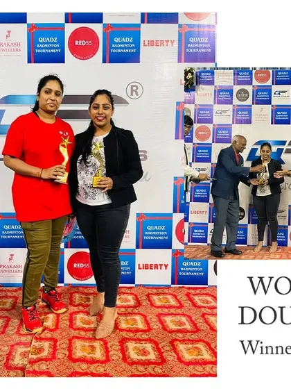 Celebrating the Women's Doubles winners. We are proud to foster an environment where our female members can compete and excel.