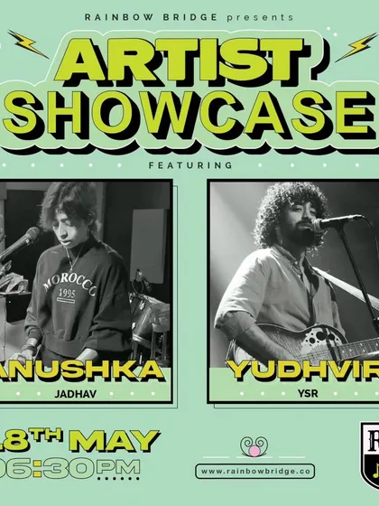 The official poster for our artist showcase featuring both Anushka and Yudhvir. We often host double-bills, giving our audience a diverse night of music.