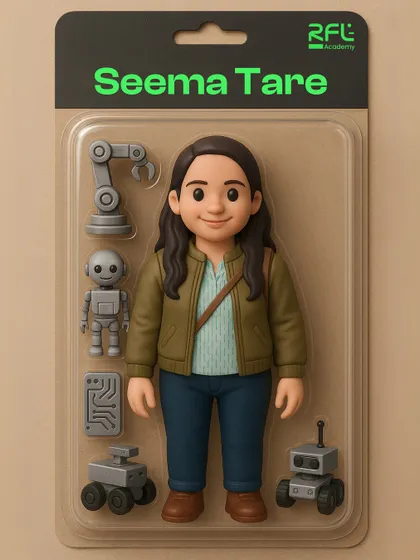 Introducing the action figure for Seema Tare, one of our dedicated mentors who helps turn our students' curiosity into real, tangible skills.