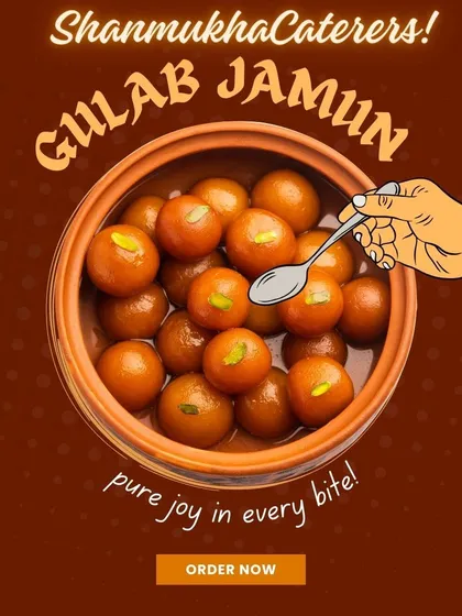 Gulab Jamun, soft and spongy milk-solid balls soaked in fragrant sugar syrup. We believe this sweet offers pure joy in every bite.