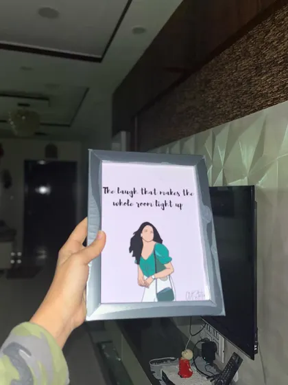 A perfect gift for yourself or a friend. This solo illustration features the quote, "The laugh that makes the whole room light up," celebrating self-love and confidence.