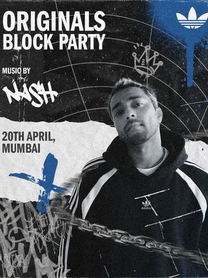 The official poster for the Adidas Originals Block Party in Mumbai where I was on the lineup.