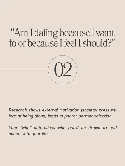 **Ask yourself these five questions before you start dating again.** What did I learn from my last relationship? Am I dating because I want to or because I feel I should? Have I processed my emotional baggage? What are my non-negotiables versus my preferences? Am I comfortable being authentic on dates? The answers will determine your readiness.