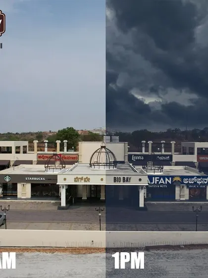 A climate change you can actually enjoy. This split-screen shows how the vibe at Big Bay is great, whether it's a sunny morning or a cloudy afternoon.