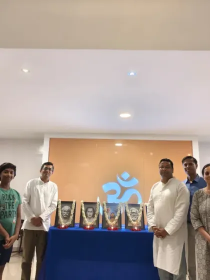A group photo from a recent Sunday Satsang. We invite you and your family to join our welcoming community for our next gathering.