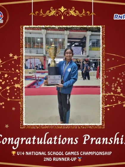 Celebrating Pranshi, part of the U14 team that secured a 2nd runner-up position at the National School Games Championship. A testament to her hard work and team spirit.