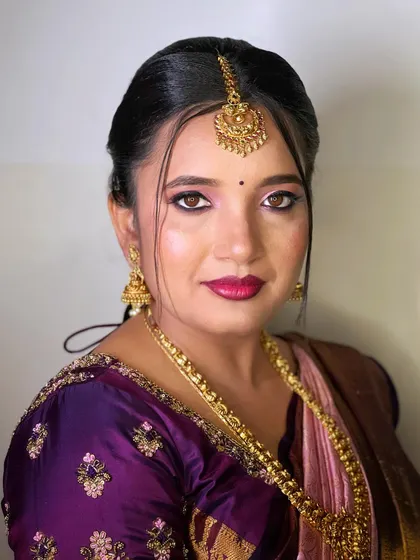 A lovely portrait showing how the makeup enhances her features and gives her a radiant glow.