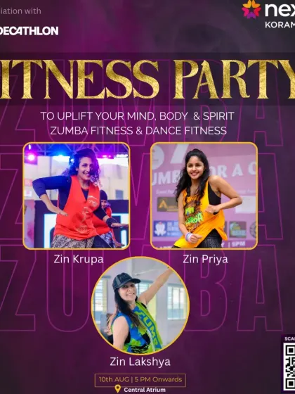 This poster for our 'Fitness Party' in association with Decathlon and Nexus Koramangala shows the power of collaboration. Partnering with major brands helps me bring bigger and better fitness events to the community.