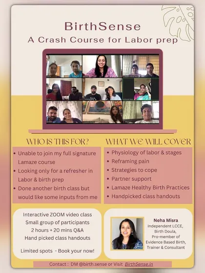 Short on time? My Labor Prep Crash Course is a 2-hour online session covering the essentials of labor stages, coping strategies, and partner support. (Duplicate of 57)