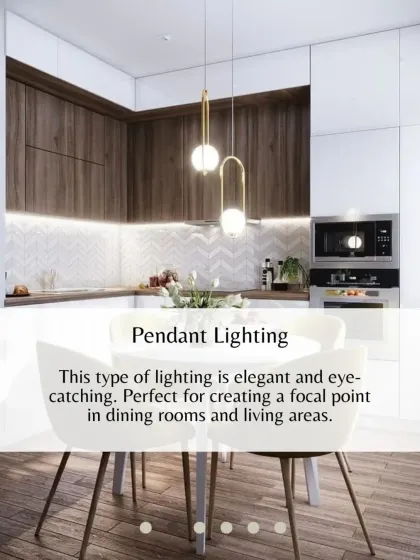 Pendant lighting is both elegant and eye-catching. Hung over a dining table or kitchen island, these fixtures create a beautiful focal point and provide targeted illumination.