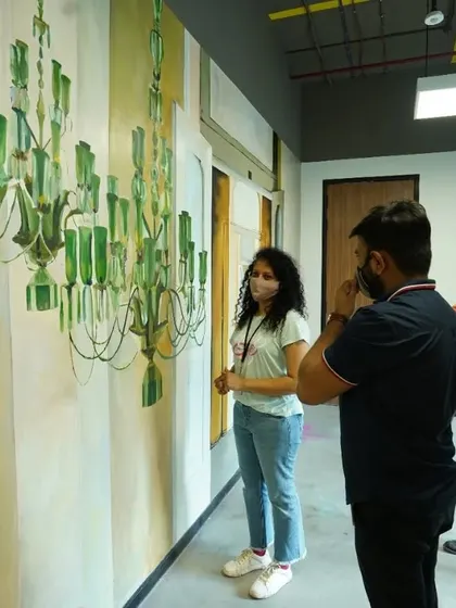 A masked-up discussion during the Microsoft project installation.