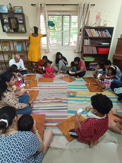 The entire room is a hive of creative energy during our post story craft time.