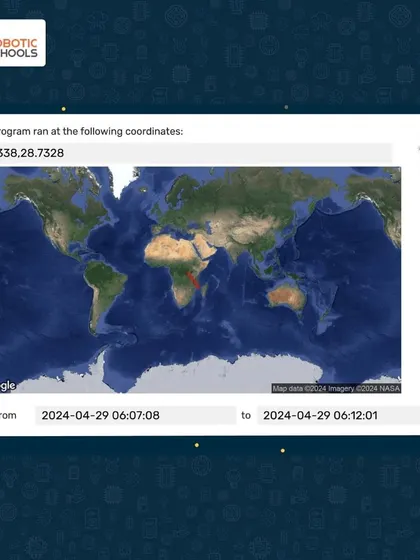 This map shows the exact coordinates over Earth where our students' Python code was executed on the International Space Station. This is a real-world application of their programming skills, tracked via satellite data.