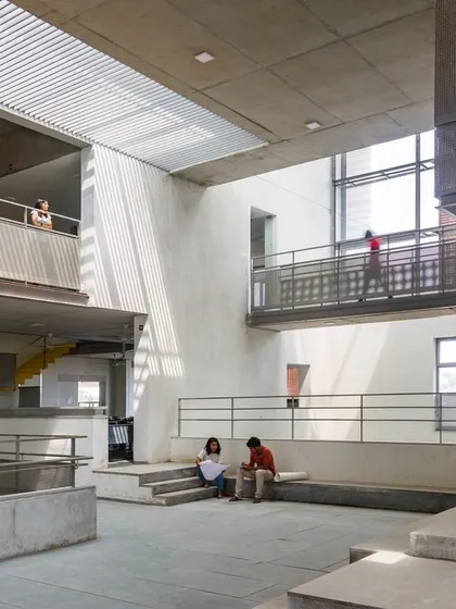 A duplicate image of the central, multi-level interactive zone at VIT.