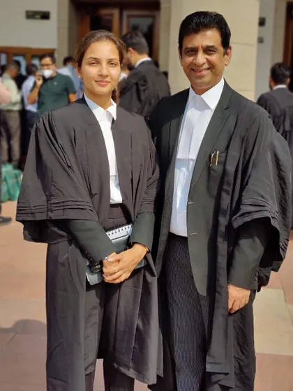 A proud moment with my senior counsel after securing a reportable judgment from the Supreme Court. This victory in a complex civil appeal is a highlight of my litigation career.