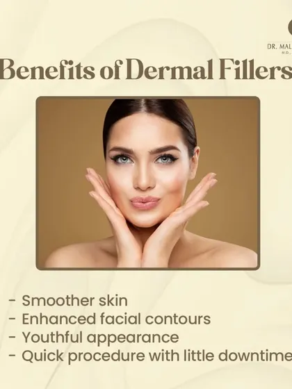 The benefits of dermal fillers include smoother skin, enhanced facial contours, and a more youthful appearance. The procedure is quick, with minimal downtime, making it a popular choice for facial rejuvenation.