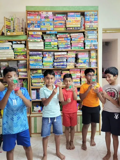 Our young inventors with their lung models. It's moments like these, filled with excitement and discovery, that define our approach to learning.