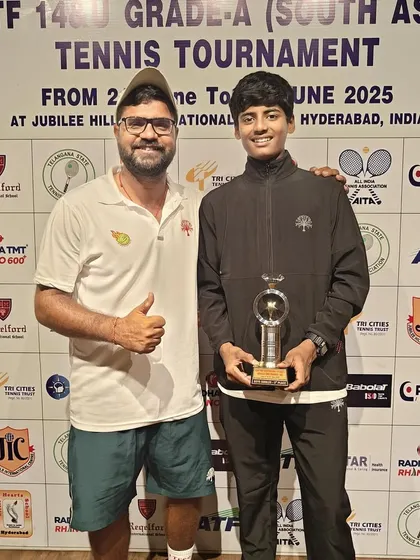 Competing at the highest level in Asia. Here I am with Rishikesh Mane after he secured 3rd place at the prestigious Asian Tennis Federation (ATF) Grade A tournament for South Asia, a major milestone for any junior player.