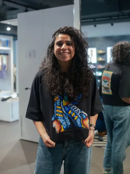 A candid shot from the Adidas event in Bangalore. These events are not just about painting shoes, but also about connecting with people who appreciate art and creativity.
