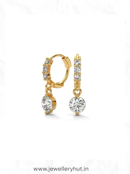 These sparkling drop hoops are a perfect blend of a classic hoop and a dangling solitaire, offering movement and shine.