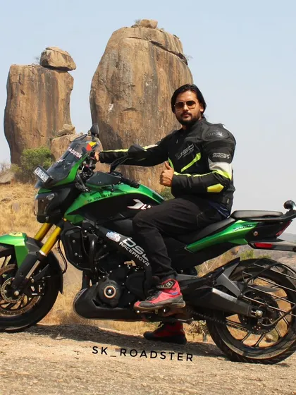 Another shot with the green Dominar 400 at Ramanagara. These rides are perfect for both new and experienced riders looking for a quick escape from the city.