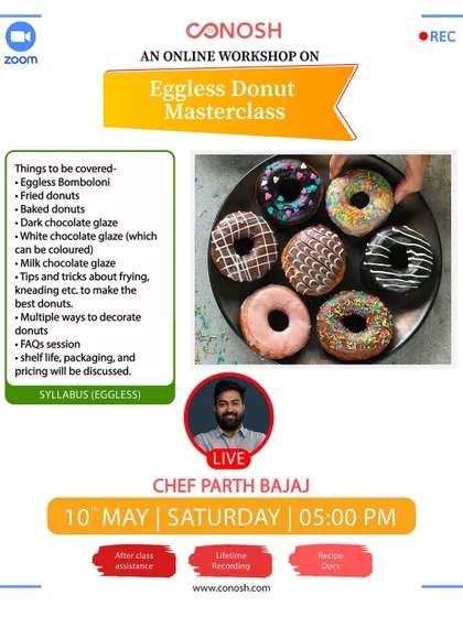 My Eggless Donut Masterclass covers both fried and baked donuts, as well as bomboloni. I'll teach you tips for kneading and frying, plus multiple glaze and decoration ideas.