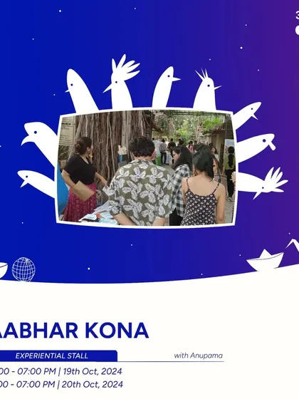 These are the promotional posters for my 'Aabhar Kona' stall at the Aham Mental Health and Well-being Festival. They explain the concept of the gratitude and art stall, inviting people to join in the creative activities.