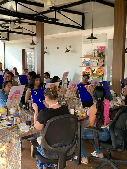 A full house at our Bangalore studio. It’s always a blast to see so many people come together to sip, paint, and create.