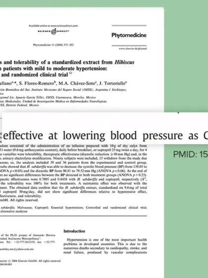 This image shows a research abstract confirming the effectiveness of hibiscus in lowering blood pressure. My recommendations are always backed by science, and this is a great example of a natural remedy with proven benefits.