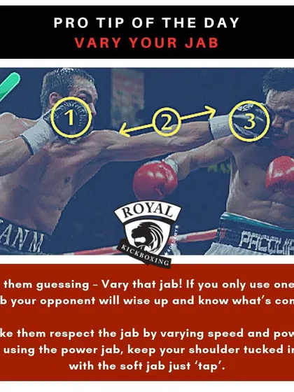A predictable jab is an ineffective jab. We teach you to vary the speed and power of your jab, using a soft "tap" to find range and a hard "power jab" to disrupt your opponent's rhythm.