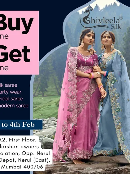 My "Buy One Get One" sale is a great time to explore my collection of silk sarees, party wear, and bridal wear. I ensure there is something for every taste and occasion.
