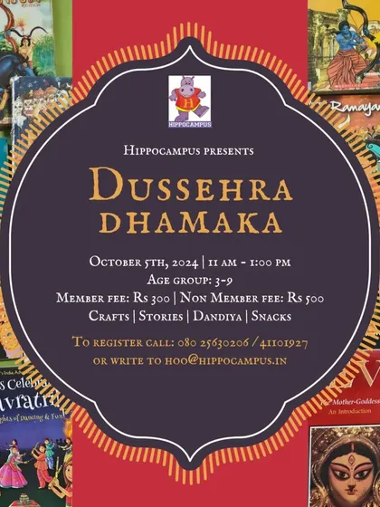 Get ready for a Dussehra Dhamaka! My celebration includes stories about the festival's significance across India, dandiya dancing, fun crafts, and a visit to our special gollu pandal.