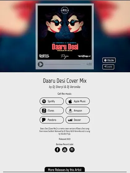 Announcing the release of the 'Daaru Desi' Cover Mix from the EP. This track, a collaboration with DJ Veronika and vocalist Puja, is available on all major streaming platforms.